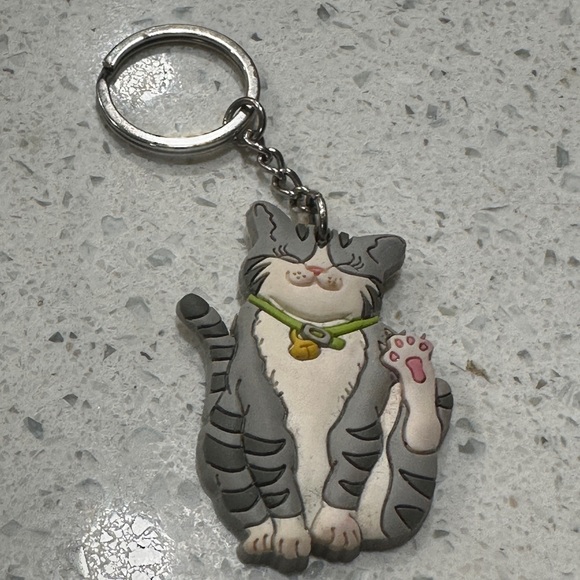 Gray Cat Keychain with Bell Collar - Picture 1 of 4